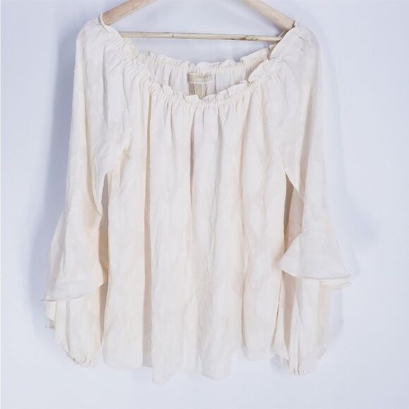 𝅺Michael Kors Cream Ivory Balloon Puff Sleeve Blouse - Picture 1 of 6